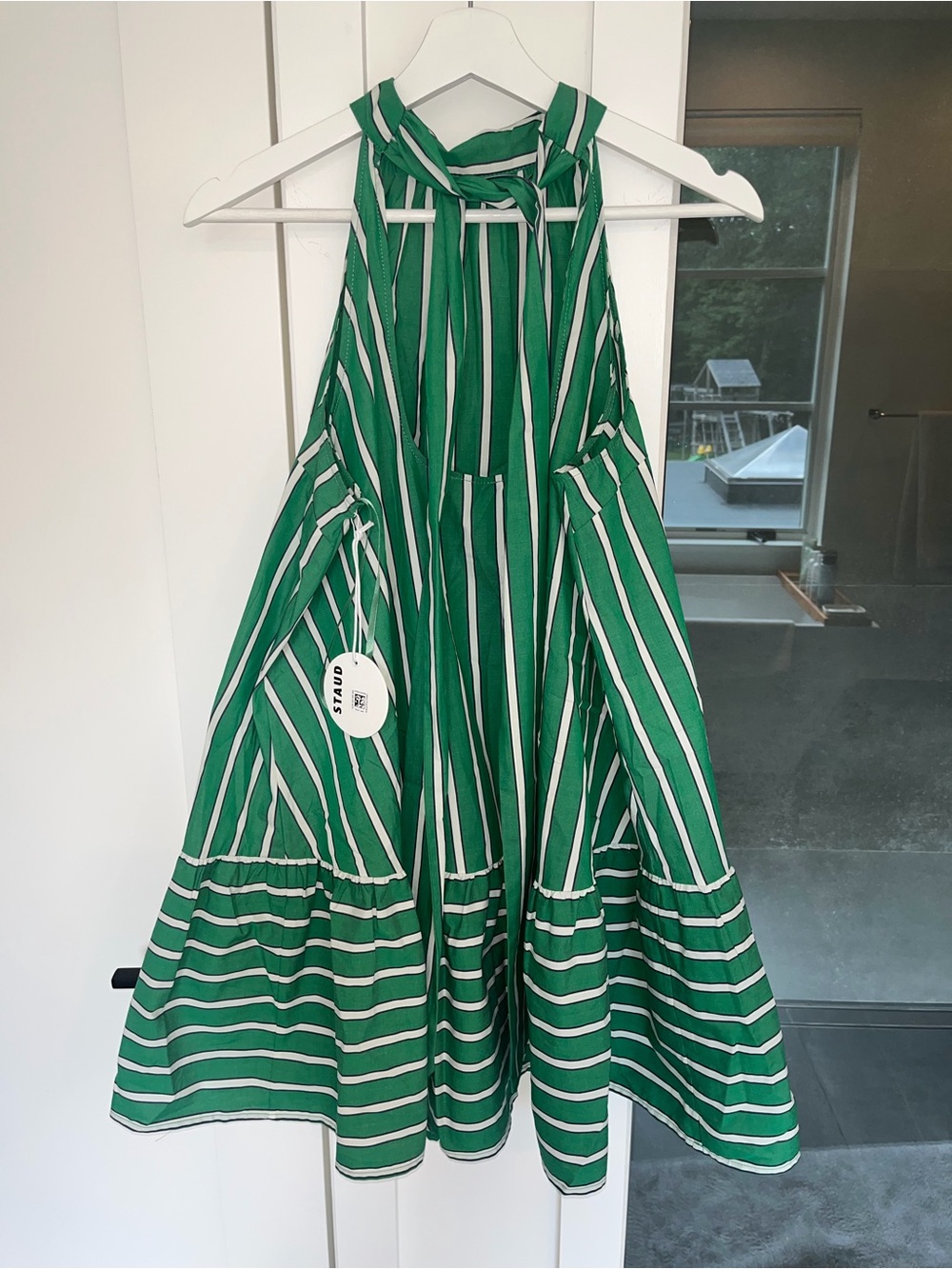 STAUD Green and White Striped Mini Dress - Picture 3 of 7